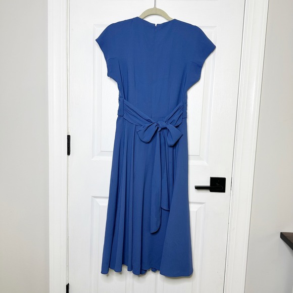 Gal Meets Glam Seraphina Crisscross Bodice Midi Dress Paris Blue Size 4 - Picture 6 of 6